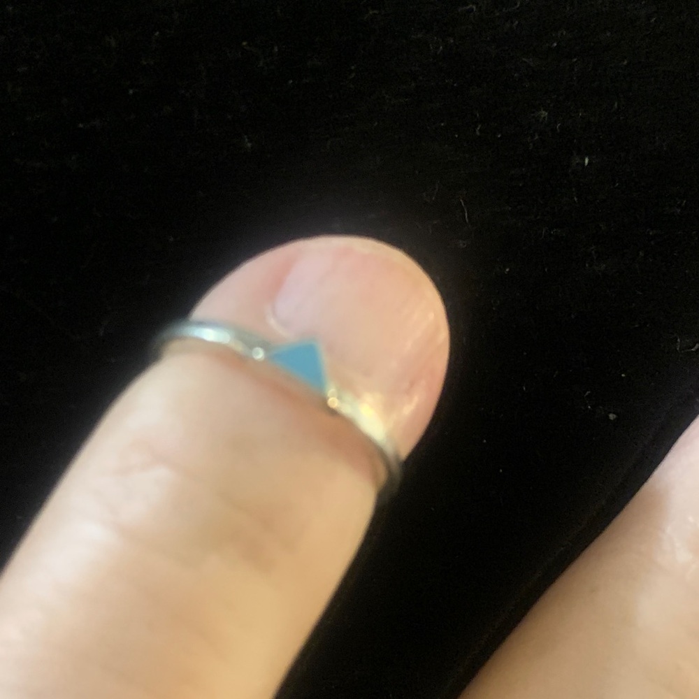 Silver and Blue Triangle Ring Bogo